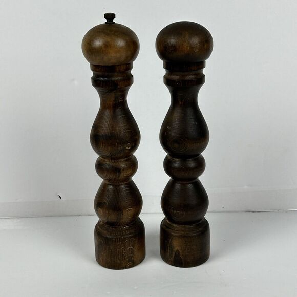 Lobeco Other - Vintage Lobeco Salt & Pepper Shaker Mill Japan 9" Wooden Spindle Farmhouse